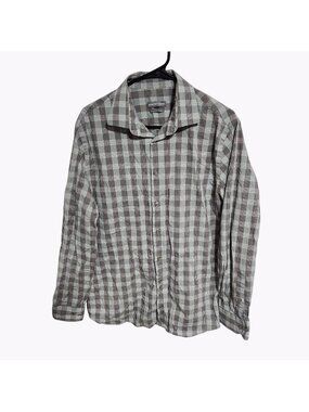 Geoffrey Beene Button Up Shirt Mens Size Large Plaid Long Sleeve Slim Fit